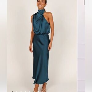 Petal + Pup Anabelle Halter Neck Midi Dress - Teal